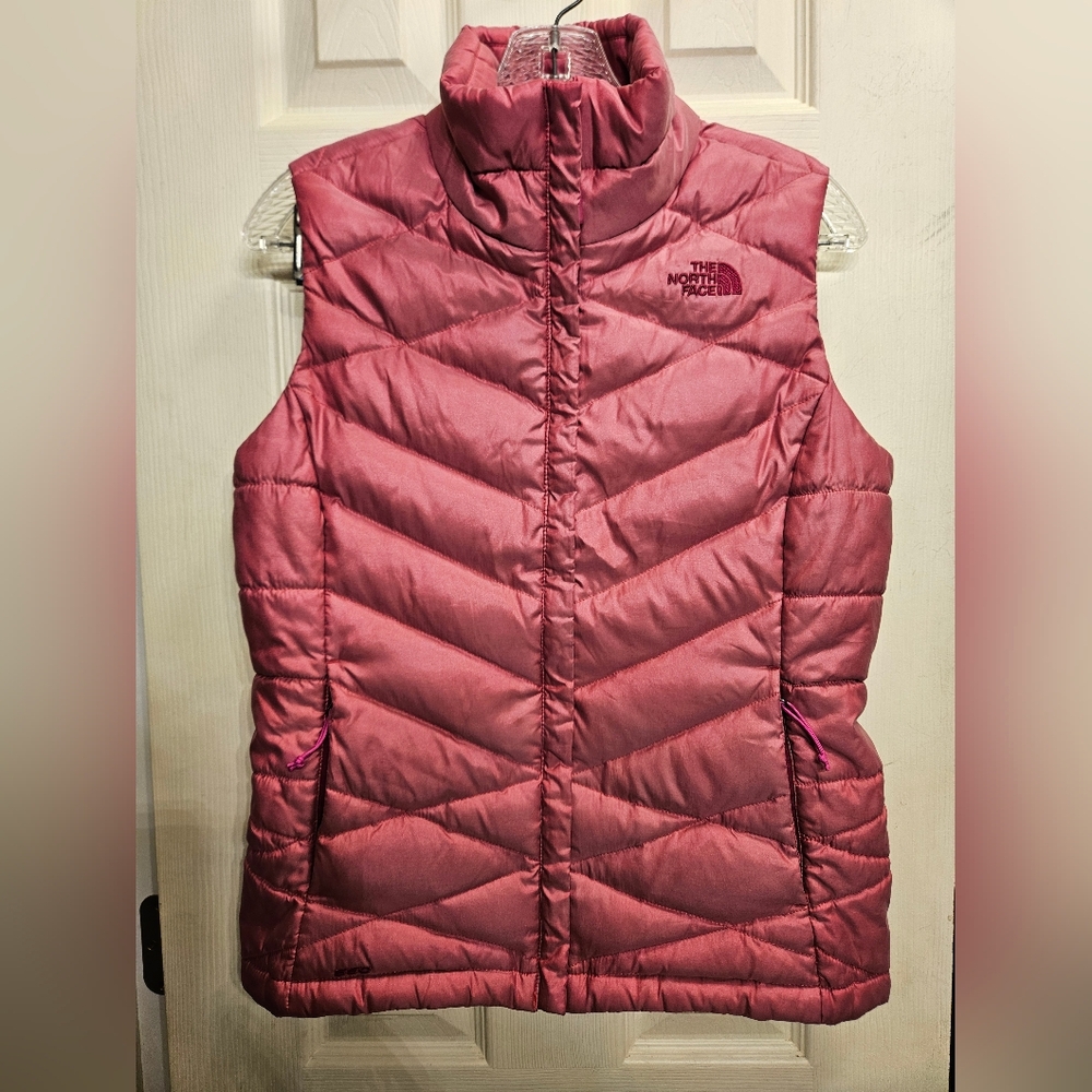 The North Face pink 550 down fill puffer vest womens size small